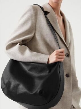 COS Black Leather Hobo Shoulder Bag